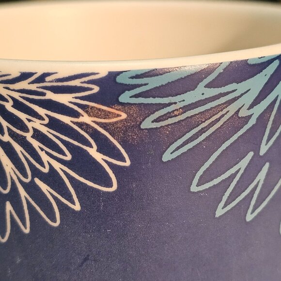 Set of 2 Starbucks 2016 Blue Floral PomPom Matte Stoneware Coffee Mug Cup FLAWS - Picture 6 of 8